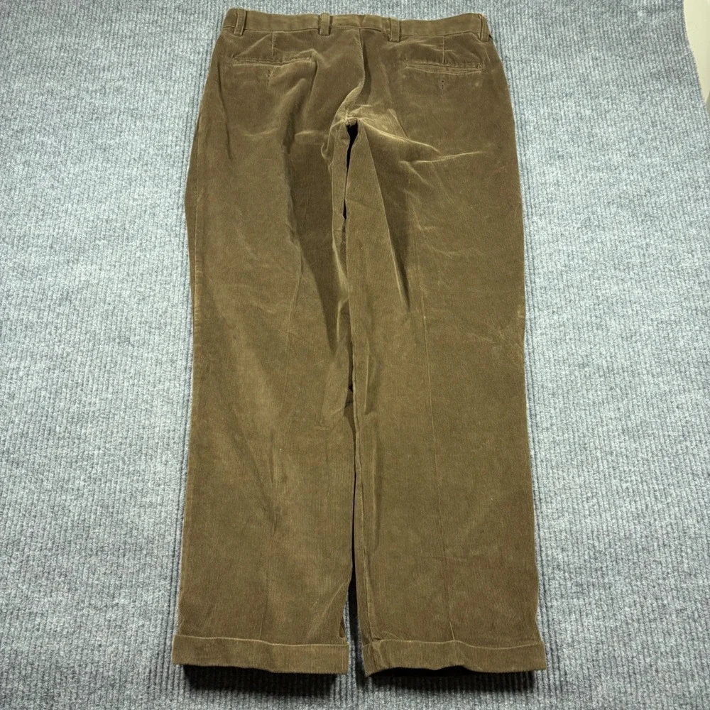 Dockers Pants Mens W36 L30 Pleated Relaxed Fit Corduroy Brown Cuffed Cotton